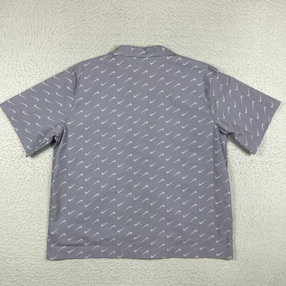 Nike Shirt Womens Large Indigo Haze NSW Everyday MOD Woven AOP Swoosh Ladies Top - Picture 2 of 10